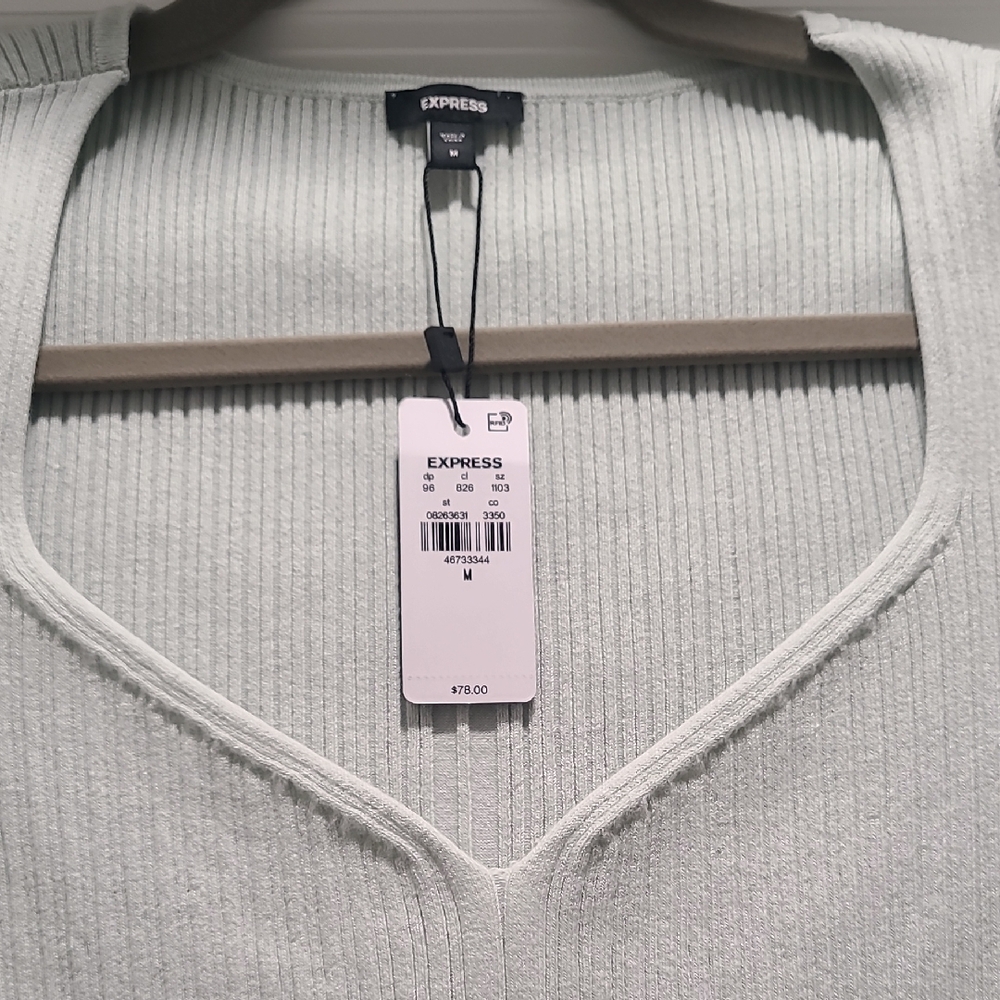 Express Mint Ribbed Sweater - Picture 3 of 6